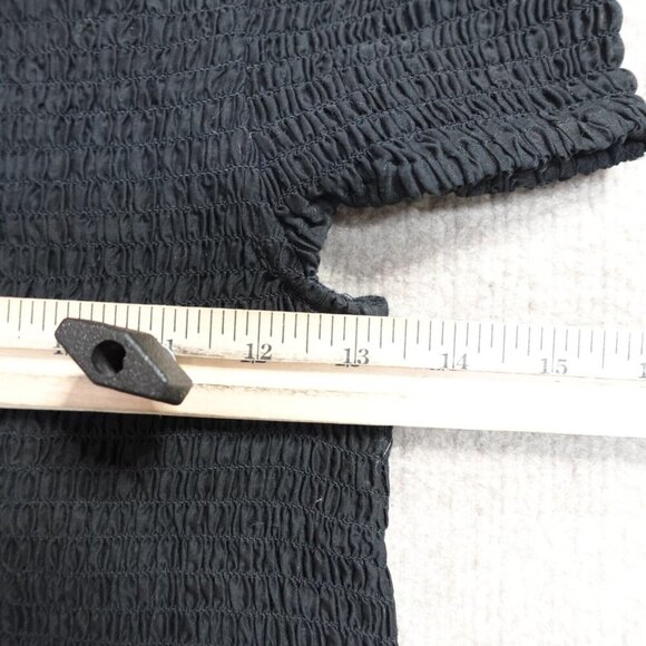 J.Crew Dress Black Large Smocked Off the Shoulder Beach NEW - Picture 9 of 13